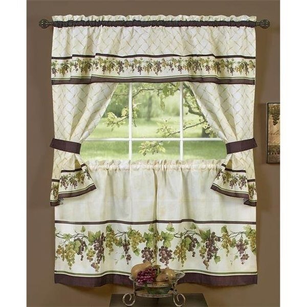 Tuscany Cottage Set - 57 in. x 24 in. Tier Pair-57 in. x 36 in. Tailored Topper with attached valance and tiebacks., Eyecatcher, Mfr#: EY152396